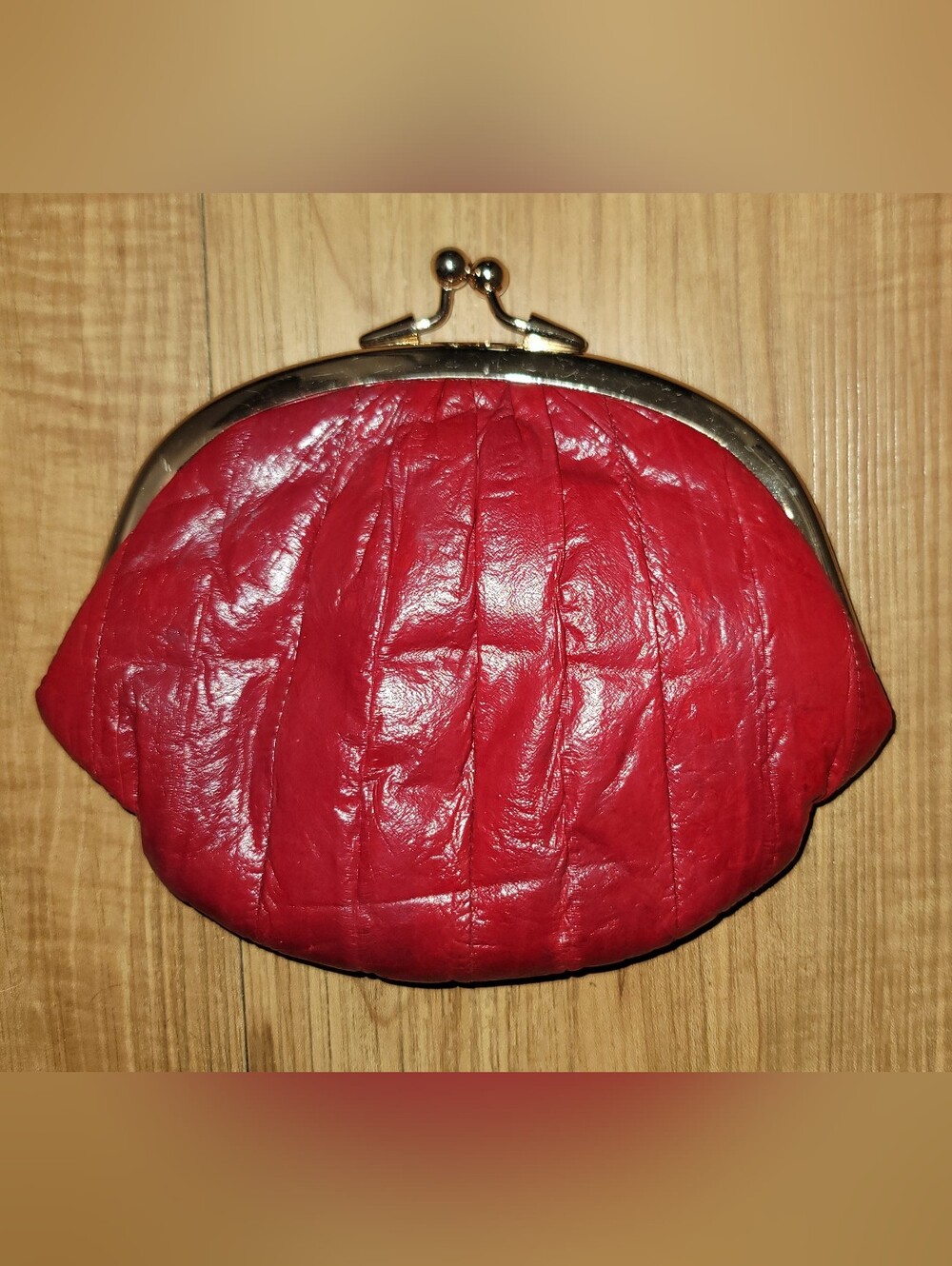 Vintage EEL Skin Kiss Lock Double Coin Purse